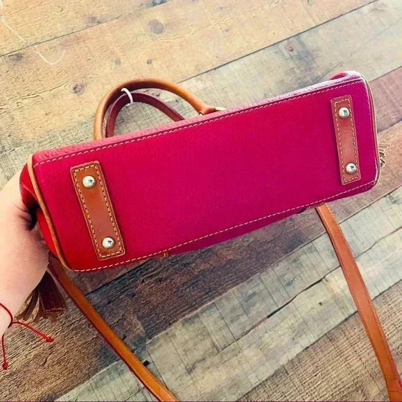 Dooney & Bourke Pebbled Grain Leather Front Pocket Crossbody/Satchel in Burgundy - Picture 10 of 16